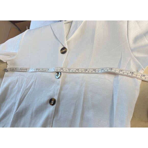 New Retro Blouse Button Up Shirt Poly Basic 50s Classic Top Womens S - Picture 6 of 11